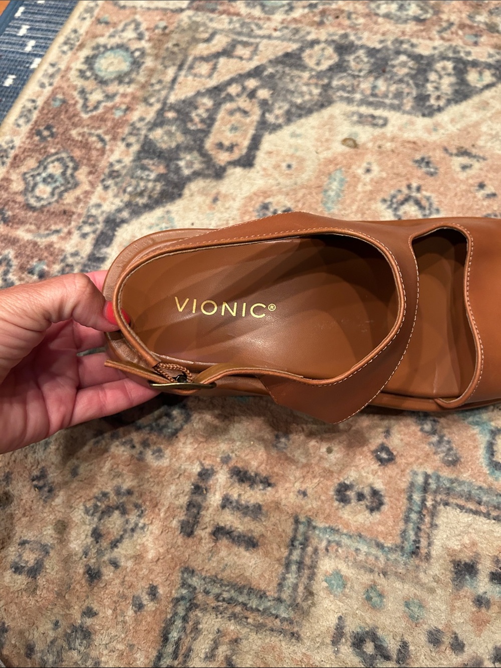 Vionic Tan Leather Double-Strap Slingback Sandal - Picture 9 of 15